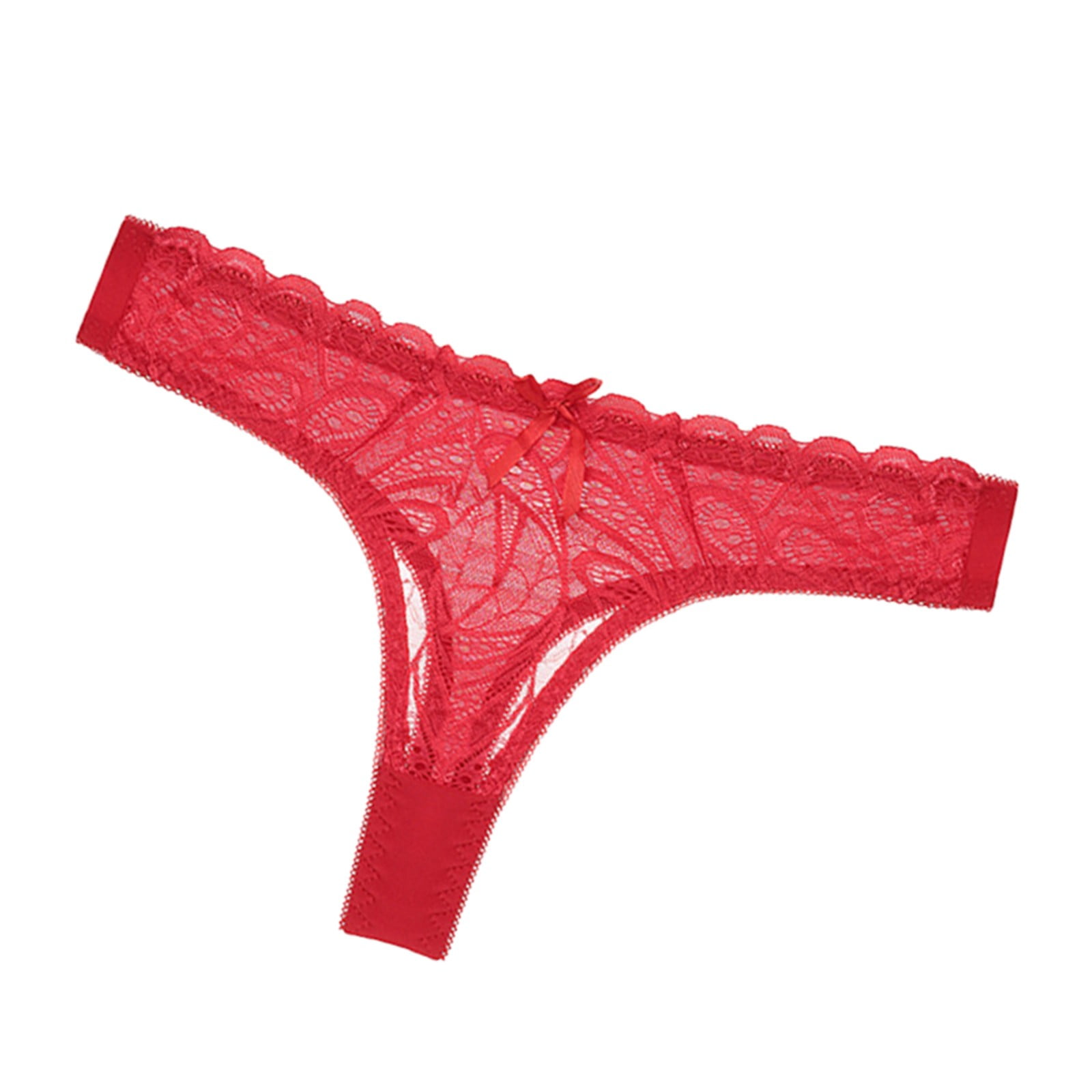 Gyouwnll New Hot Panties For Women Lace Sexy Through Hollow Out Cotton Low  Waist Lace Thong Red S 