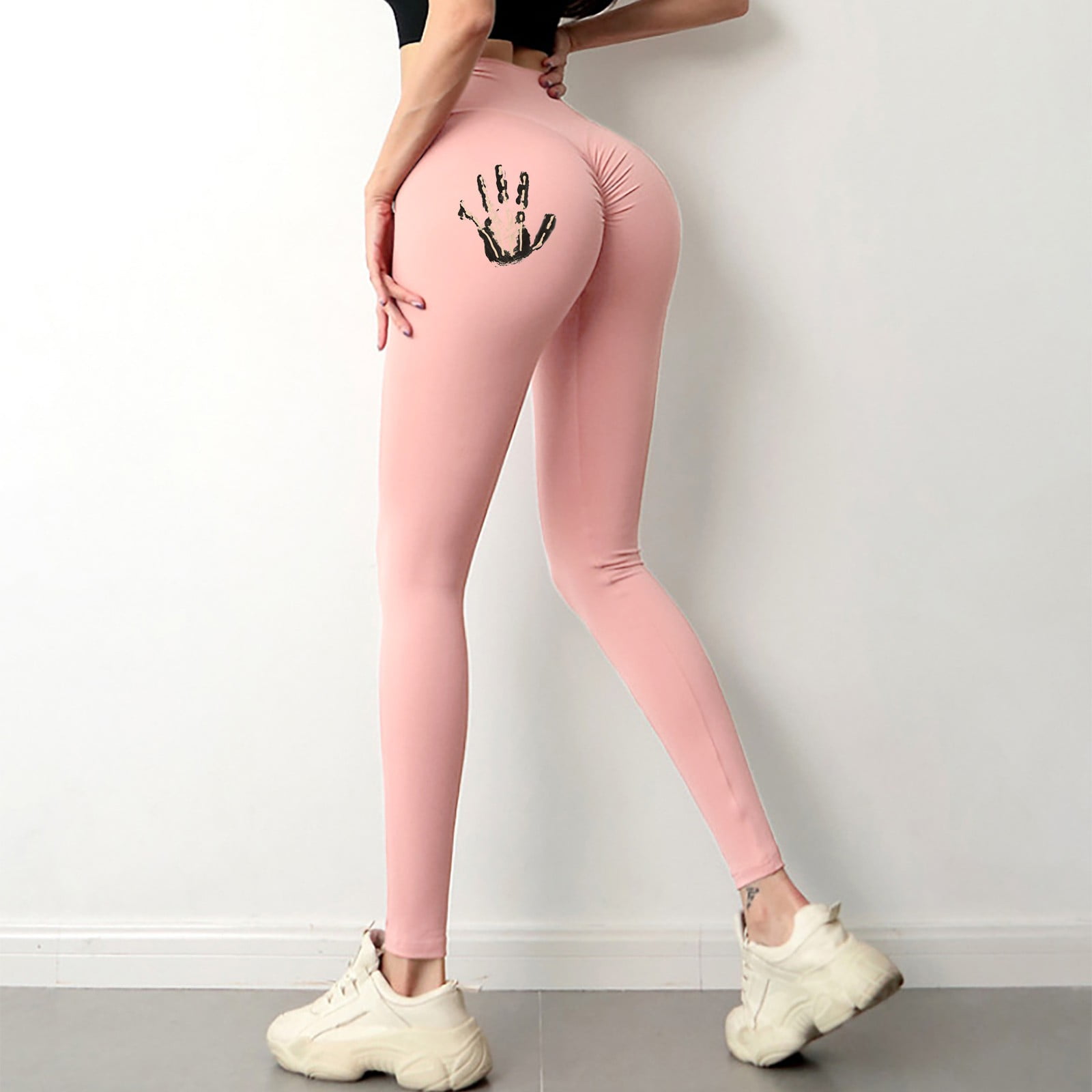 Gyouwnll Women'S Peach Yoga Pants High Waist Tight-Fitting Sports Printed  Fitness Pants(Pink XXL) 