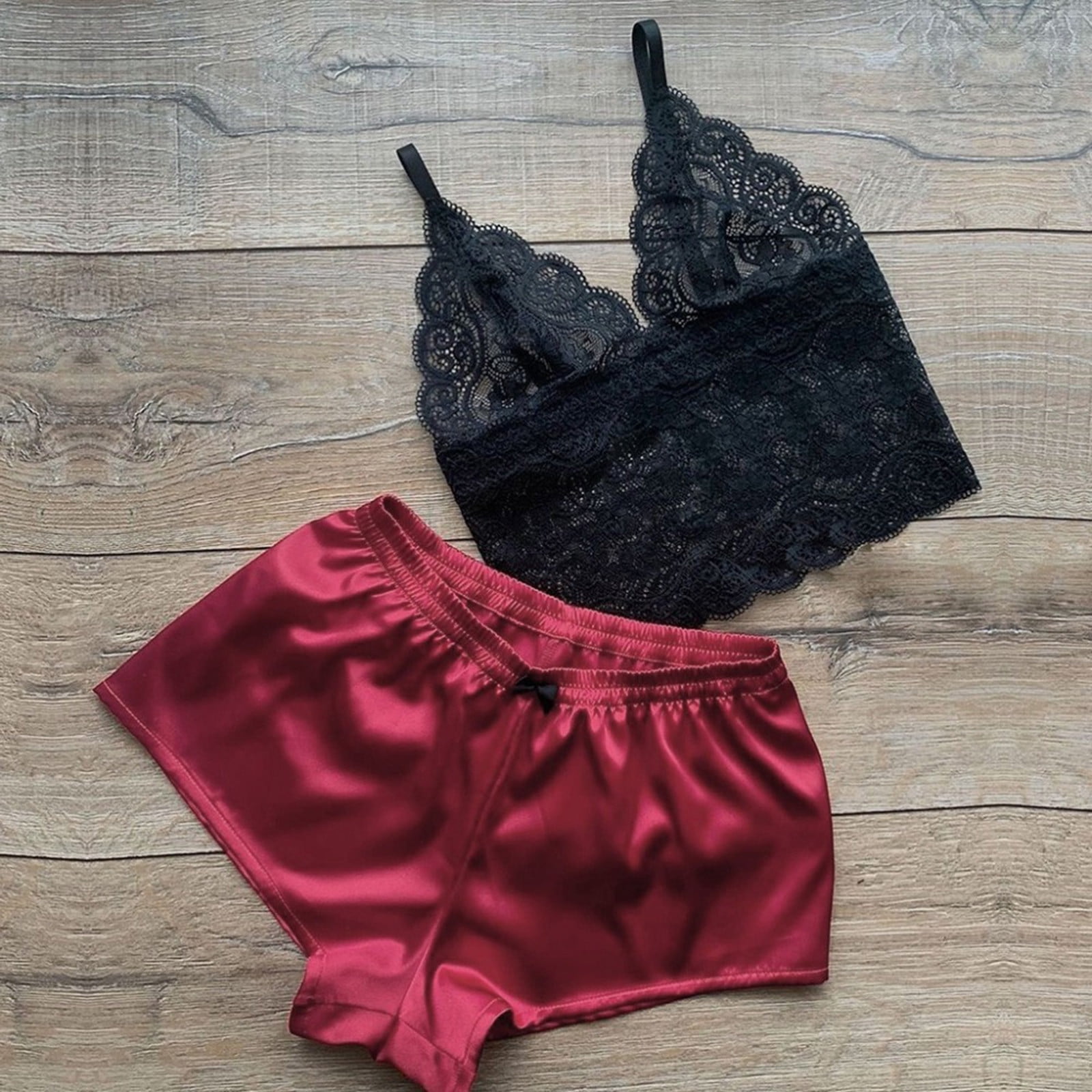 Gyouwnll Women Sleepwear Set Women Lingerie Set With Garter Belts Bra