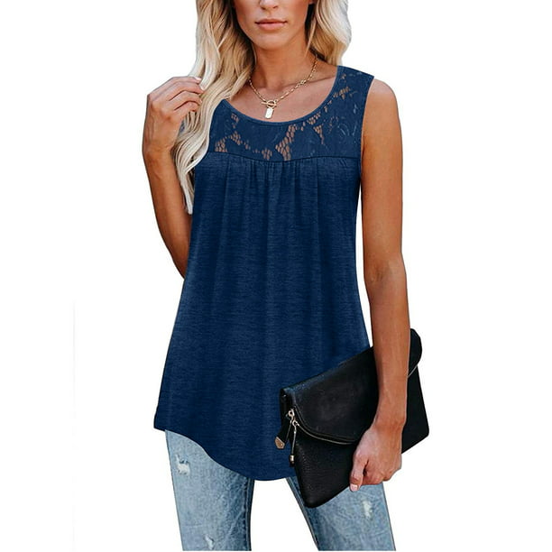 Gyouwnll Womens Tops Tank Tops For Women Sleeveless Lace Active Tank ...