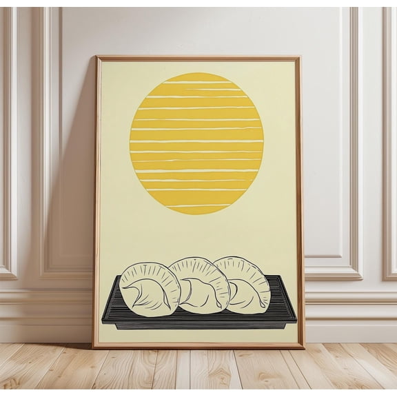 Gyoza Dumpling Poster Japanese Kitchen Wall Art Minimal Food Print 1