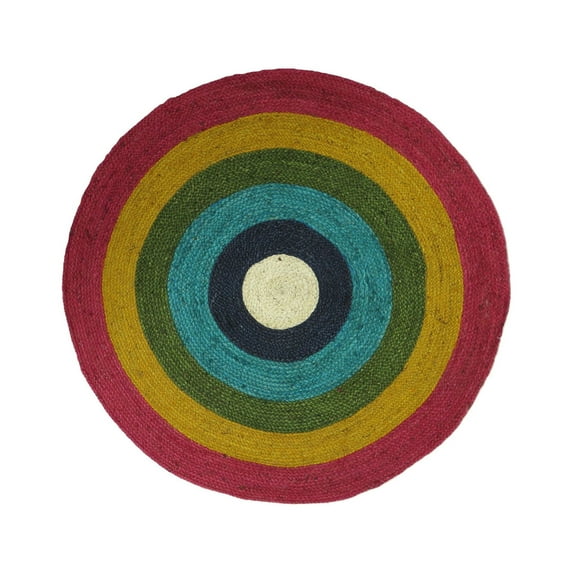 Gypsie Blu Hand Woven Natural Braided Jute Area Rug Multicolor Round Indoor Decorative Area Runner Online