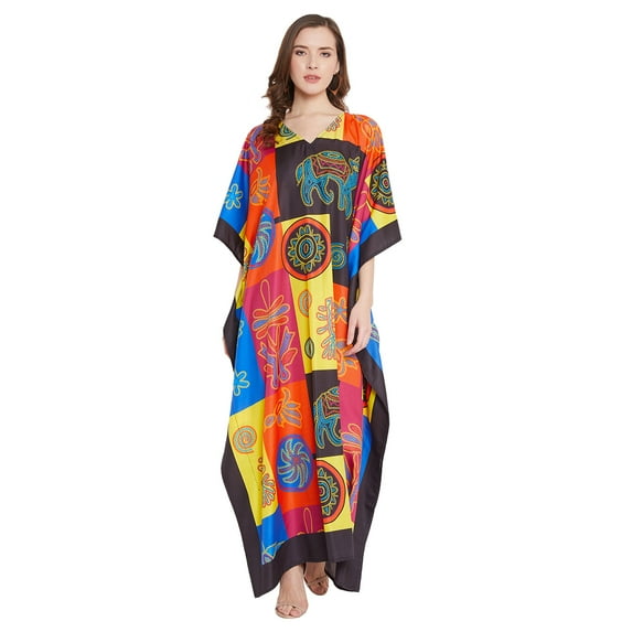 Gypsie Blu Plus Size Kaftan Dress for Women Printed Loose Maxi Kimono Style Long Caftan Maxi Sleepwear Online