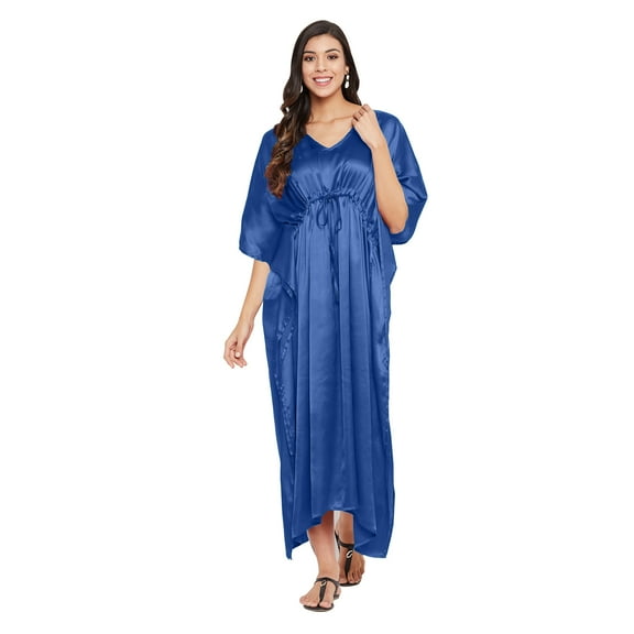 Gypsie Blu Satin Silk Kaftan for Women Sleepwear Maxi Dress Adjustable Nightgown Plus Size Kimono Sleeve Ladies Caftan Online