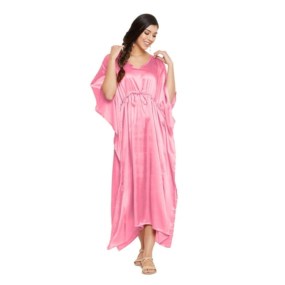 Gypsie Blu Satin Silk Kaftan for Women Sleepwear Maxi Dress Adjustable Nightgown Plus Size Kimono Sleeve Ladies Caftan Online
