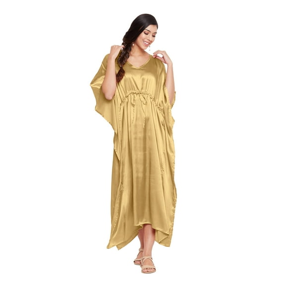Gypsie Blu Satin Silk Kaftan for Women Sleepwear Maxi Dress Adjustable Nightgown Plus Size Kimono Sleeve Ladies Caftan Online
