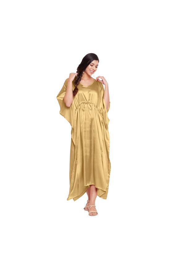 Gypsie Blu Satin Silk Kaftan for Women Sleepwear Maxi Dress Adjustable Nightgown Plus Size Kimono Sleeve Ladies Caftan Online