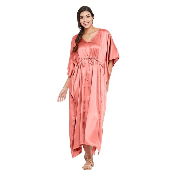Gypsie Blu Satin Silk Kaftan for Women Sleepwear Maxi Dress Adjustable Nightgown Plus Size Kimono Sleeve Ladies Caftan Online