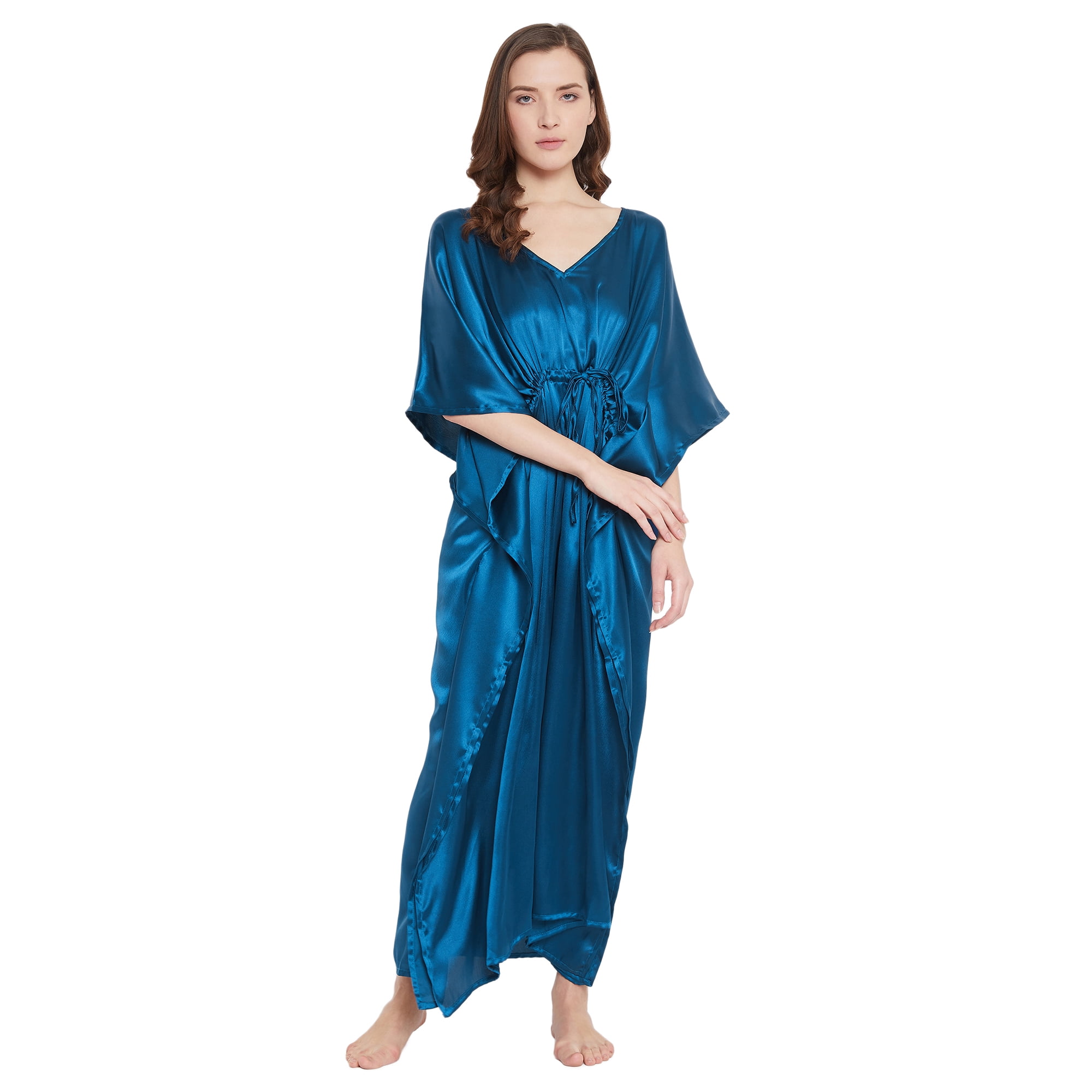 Gypsie Satin Silk Kaftan for Women Sleepwear Maxi Dress Adjustable ...