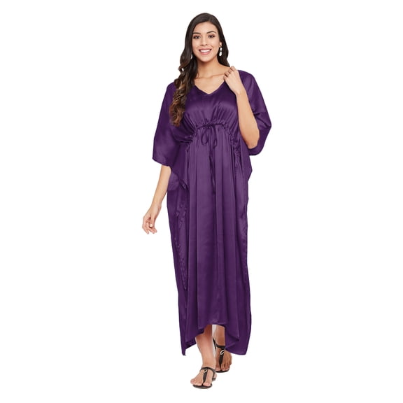 Gypsie Blu Satin Silk Kaftan for Women Sleepwear Maxi Dress Adjustable Nightgown Plus Size Kimono Sleeve Ladies Caftan Online