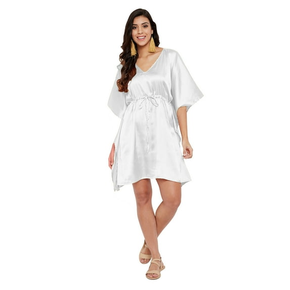 Gypsie Blu Satin Silk Tunic for Women Short Sleepwear Dress Adjustable Nightgown Plus Size Kimono Sleeve Ladies Caftan Online