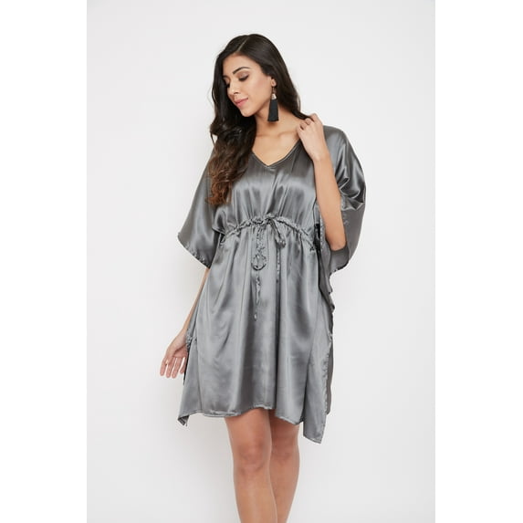 Gypsie Blu Satin Silk Tunic for Women Short Sleepwear Dress Adjustable Nightgown Plus Size Kimono Sleeve Ladies Caftan Online