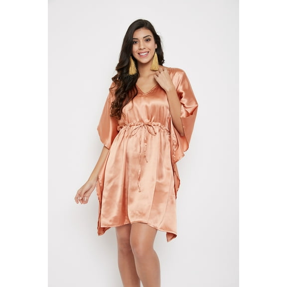 Gypsie Blu Satin Silk Tunic for Women Short Sleepwear Dress Adjustable Nightgown Plus Size Kimono Sleeve Ladies Caftan Online