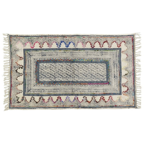 Gypsie Blu Traditional cotton Area Rug with Tassels Living Room Décor Runner Kitchen Rugs Online