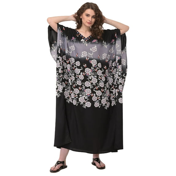 Gypsie Blu Women's Plus Size Kaftan Dresses Printed Long Maxi Dress for Ladies Girls