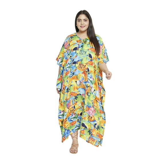 Gypsie Blu Women's Plus Size Kaftan Dresses for Women Long Maxi Dress
