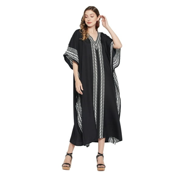 Gypsie Blu Women's Plus Size Kaftans Dresses Polyester Printed Long Caftan Maxi Online