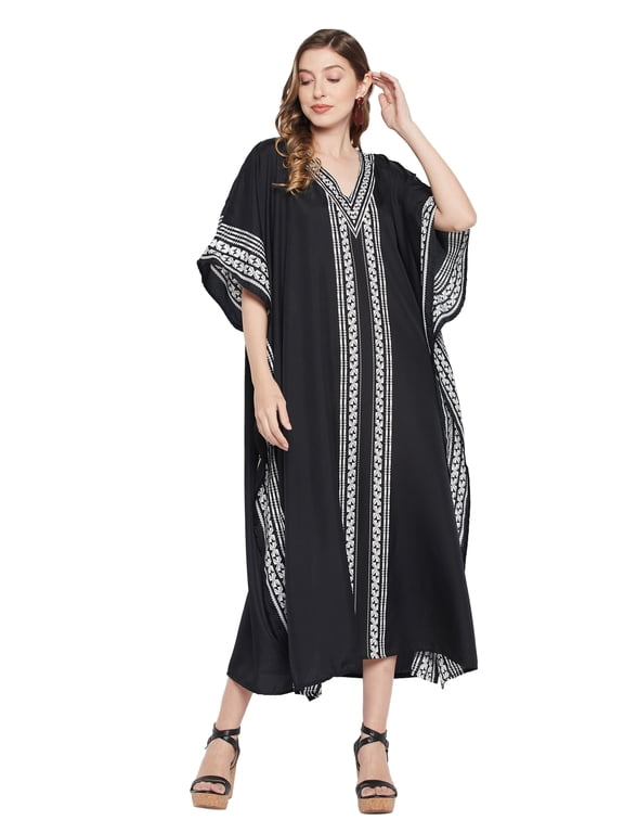 Gypsie Blu Women's Plus Size Kaftans Dresses Polyester Printed Long Caftan Maxi Online