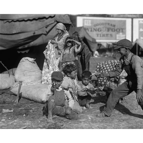 Gypsies Children At Play In An Encampment History (36 x 24)