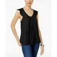 thumbnail image 1 of Gypsies Moondust Juniors Lace Front Ruffle Tank Top Black XL, 1 of 1