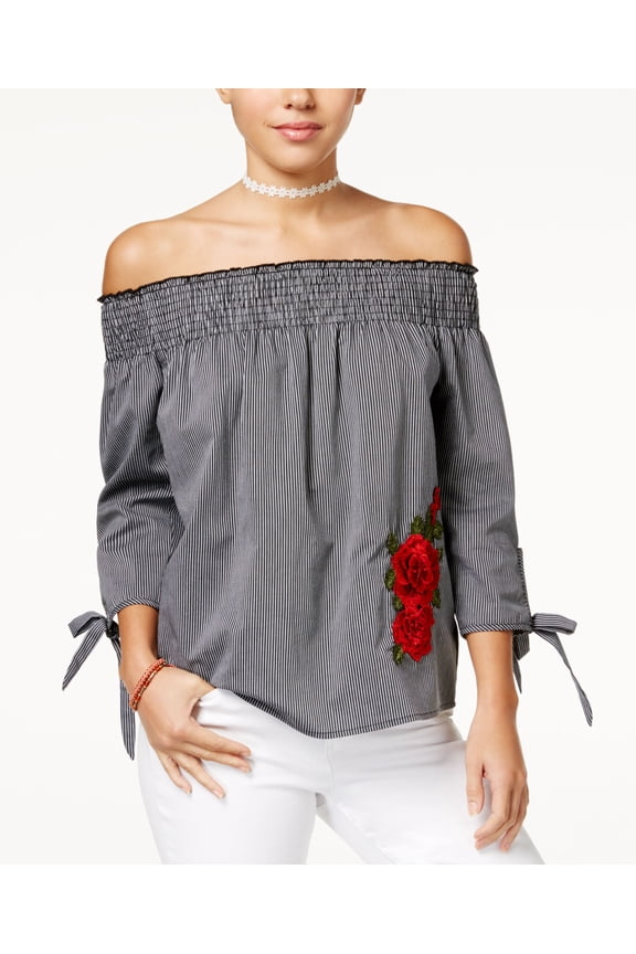 Gypsies Moondust Juniors Off The Shoulder Top Black/Grey S