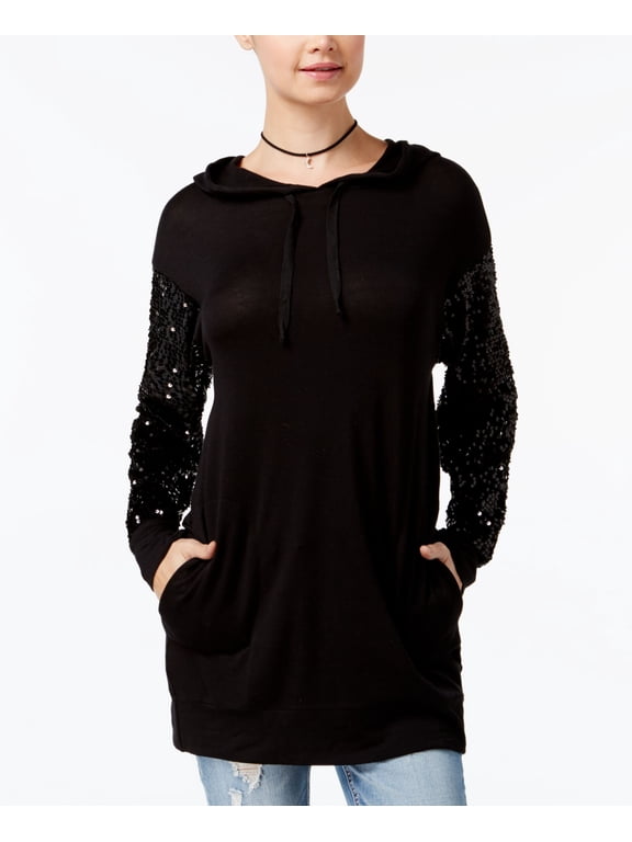 Juniors' Sequin-Sleeve Hoodie S