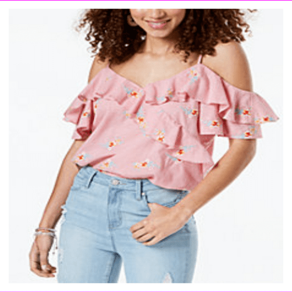 Gypsies & Moondust Juniors Top, Small, Pink/White