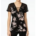 thumbnail image 1 of Gypsies & Moondust Womens Lace-Up Basic T-Shirt, Black, Juniors, Small, 1 of 1