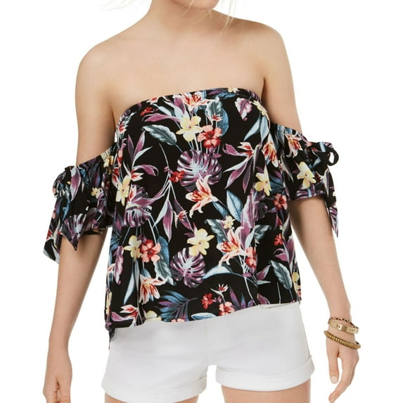 Gypsies & Moondust Womens Off The Shoulder Pullover Blouse, Black, Juniors, Large