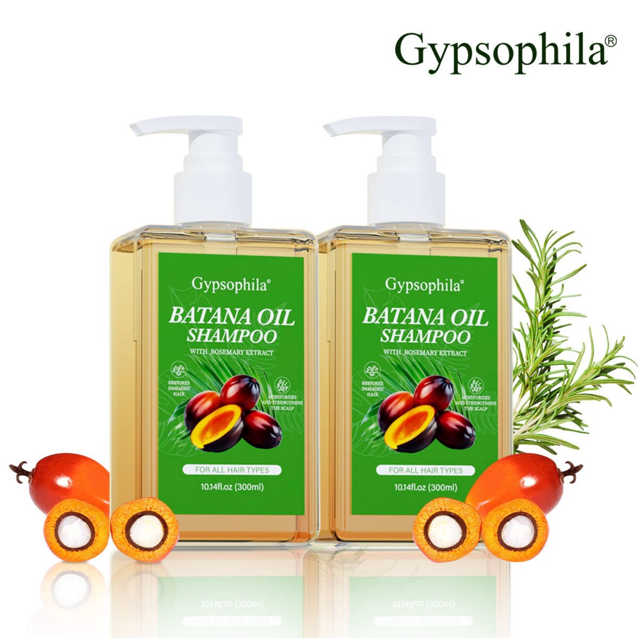 Gypsophila Batana Oil Shampoo 2 PACK , Rosemary Shampoo for Women,Nourishing & Rejuvenating for Softness & Volume, Suitable for Unisex (20.28.14 fl oz, 600ml)
