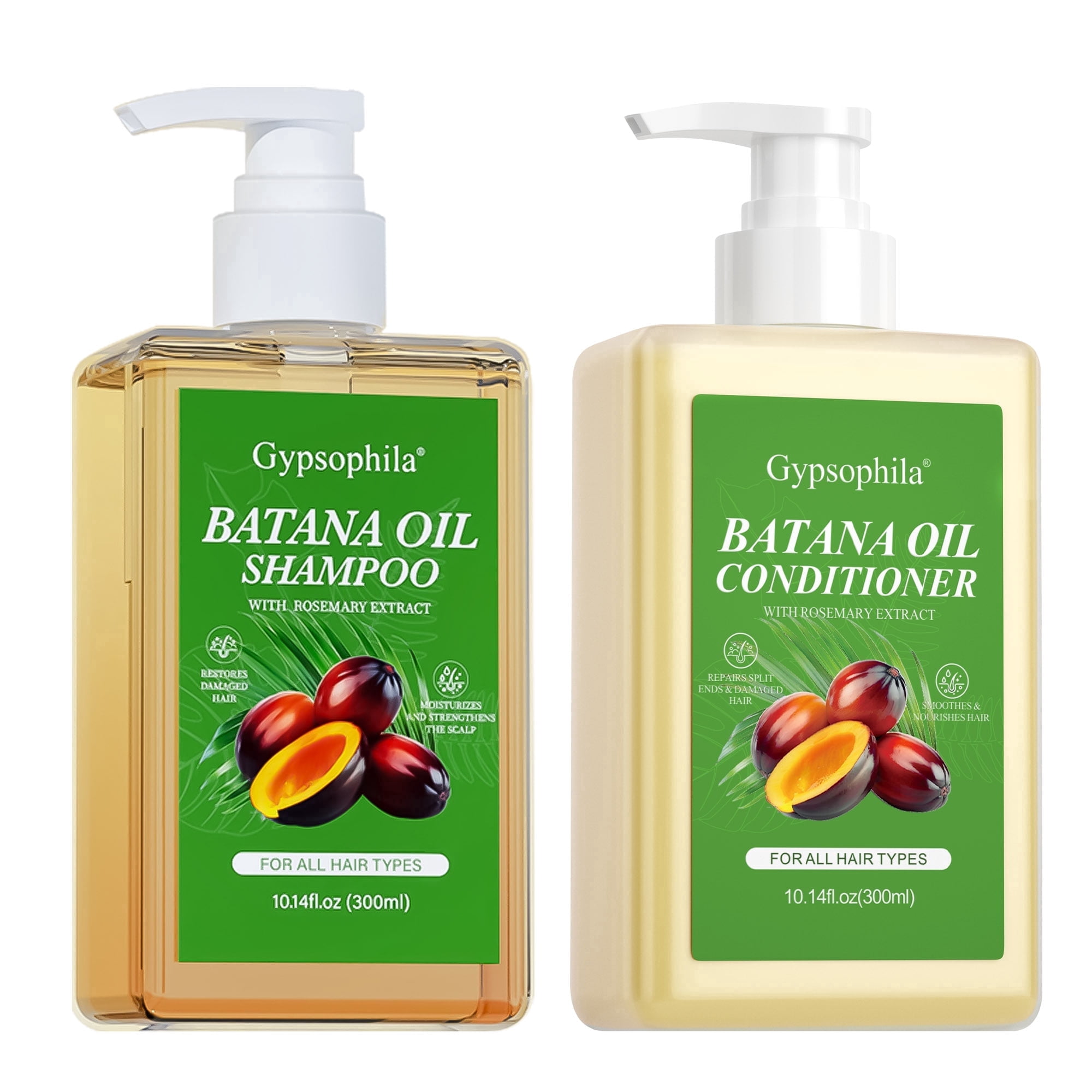 Gypsophila Batana Oil Shampoo and Conditioner Set for Women, Rosemary Growth Enhancing Formula Reduce Thinning Breakage Shampoo & Conditioner,Scalp Care Shampoo, Denser Fuller Healthier Hair 300ml*2