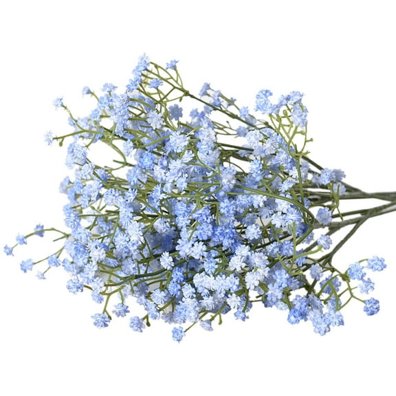 Gypsophila Bouquet Simulation Birthday Bouquet Dried Flowers, Artificial Babys Breath Gypsophila Silk Flowers Bouquet with Silk Ribbon Home Wedding Home Decor Blue, Artificial Flower*1