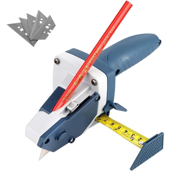 Gypsum Board Cutting Tool, with Measurement Scale, Carpenter Pencil, and 5 Blades - Professional Drywall Cutting Tools for Cardboard, Hardie Board, and Ceiling Tiles