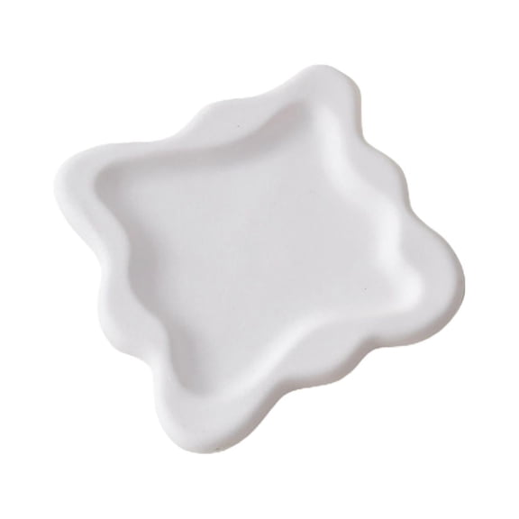 Gypsum Jewelry Dish Tray Vanity Tray Home Decor DIY Craft Decorative Plate for Makeup Hair Jewelries Necklaces Bracelets Bathroom Organizer Pure White Square