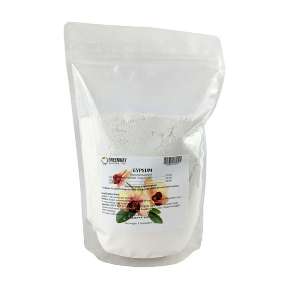 Gypsum Powder Calcium Sulfate 100% Water Soluble "Greenway Biotech Brand" 2 Pounds