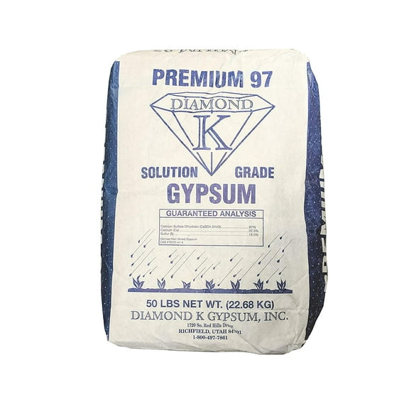 Gypsum Powder Calcium Sulfate to Improves Soil Drainage and Soil Water Relations- 100% Water Soluble Contains 97% Calcium Sulfate Dihydrate, 22.5% Calcium, and 18% Sulfur- 50 Pounds