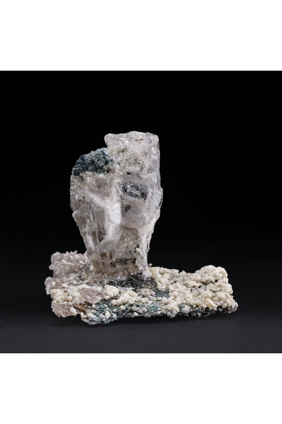 Gypsum Var. Selenite on Quartz from Rio Grande do Sul, Brazil