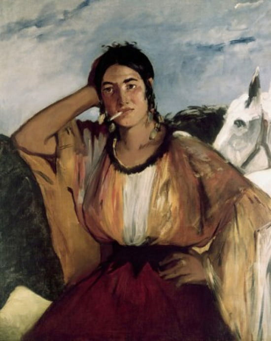 Gypsy with a Cigarette (Indian Woman Smoking) Edouard Manet (1832-1883French) Oil on canvas Princeton University Art Museum New Jersey Canvas Art - Edouard Manet (18 x 24)
