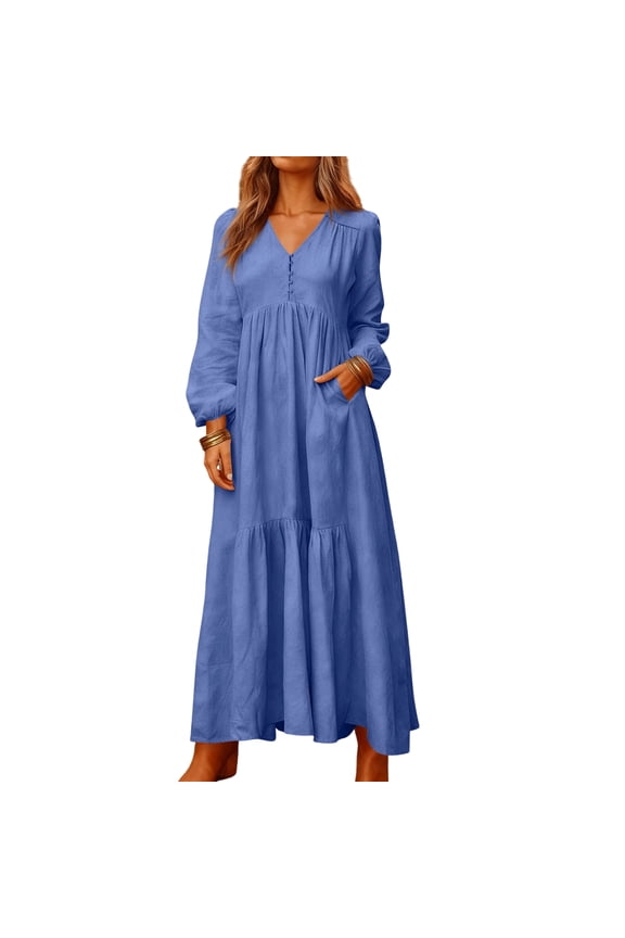 Gypsy Dress, Flowy Cotton Fabric for Easy Movement, Perfect Dress for Music Festivals, Ren Faires, and Boho-Themed Parties. Dark Blue 5XL