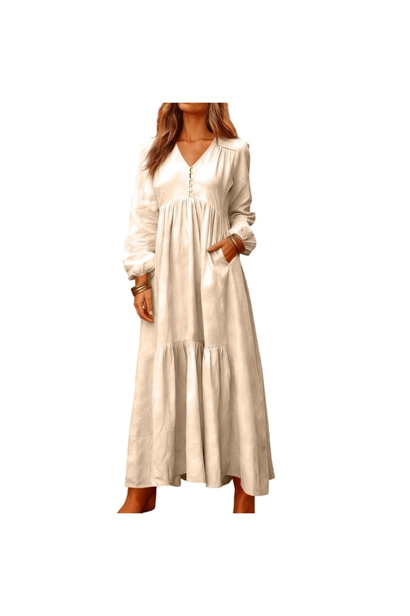 Gypsy Dress, Flowy Cotton Fabric for Easy Movement, Perfect Dress for Music Festivals, Ren Faires, and Boho-Themed Parties. Khaki 4XL