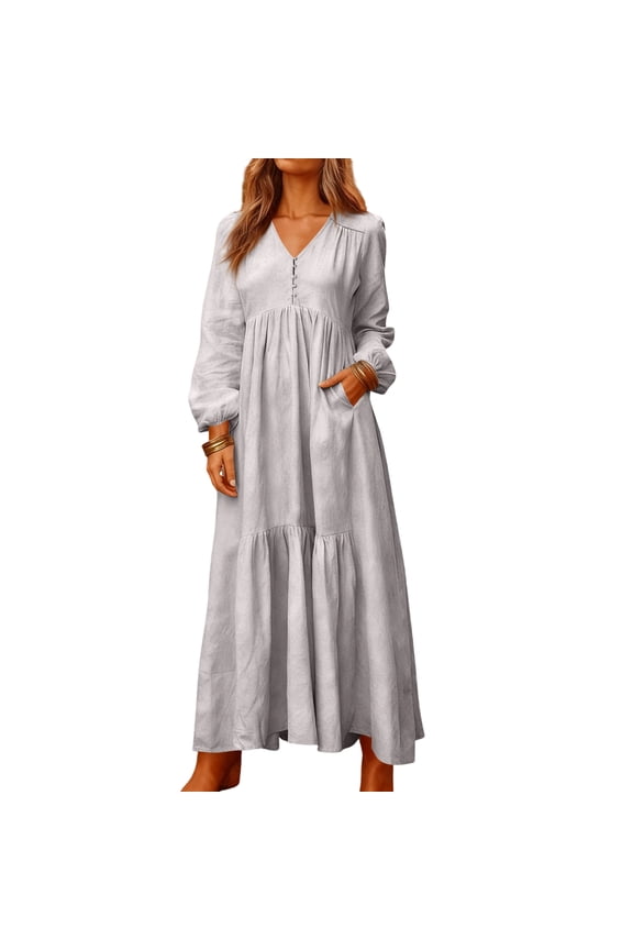 Gypsy Dress, Flowy Cotton Fabric for Easy Movement, Perfect Dress for Music Festivals, Ren Faires, and Boho-Themed Parties. Light Gray 4XL