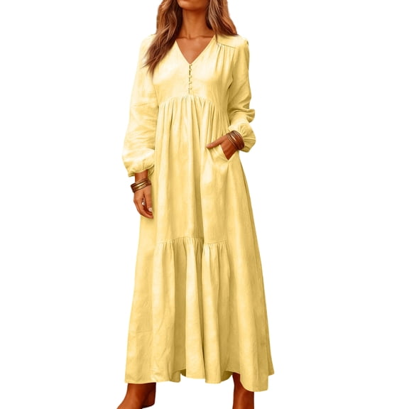 Gypsy Dress, Flowy Cotton Fabric for Easy Movement, Perfect Dress for Music Festivals, Ren Faires, and Boho-Themed Parties. Yellow 4XL