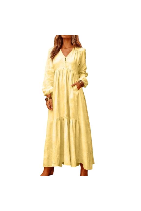 Gypsy Dress, Flowy Cotton Fabric for Easy Movement, Perfect Dress for Music Festivals, Ren Faires, and Boho-Themed Parties. Yellow 5XL