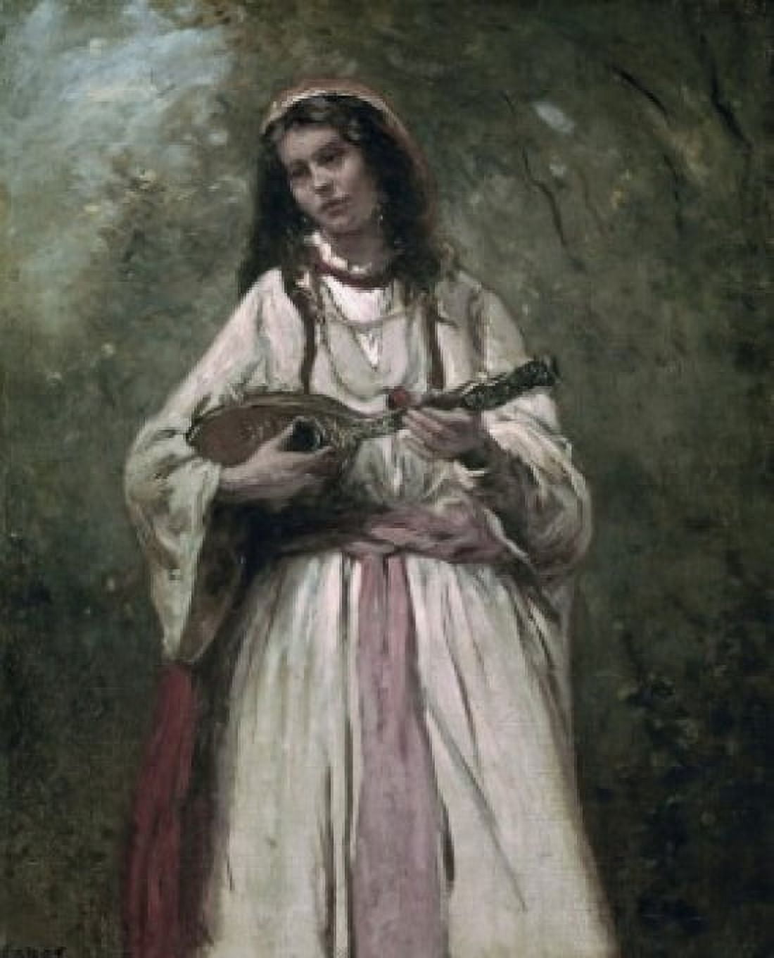 Gypsy Girl With Mandolin ca1870 Jean-Baptiste-Camille Corot (1796-1875French) Oil on Canvas National Gallery of Art Washington DC USA Canvas Art - Jean-Baptiste-Camille Corot (18 x 24)