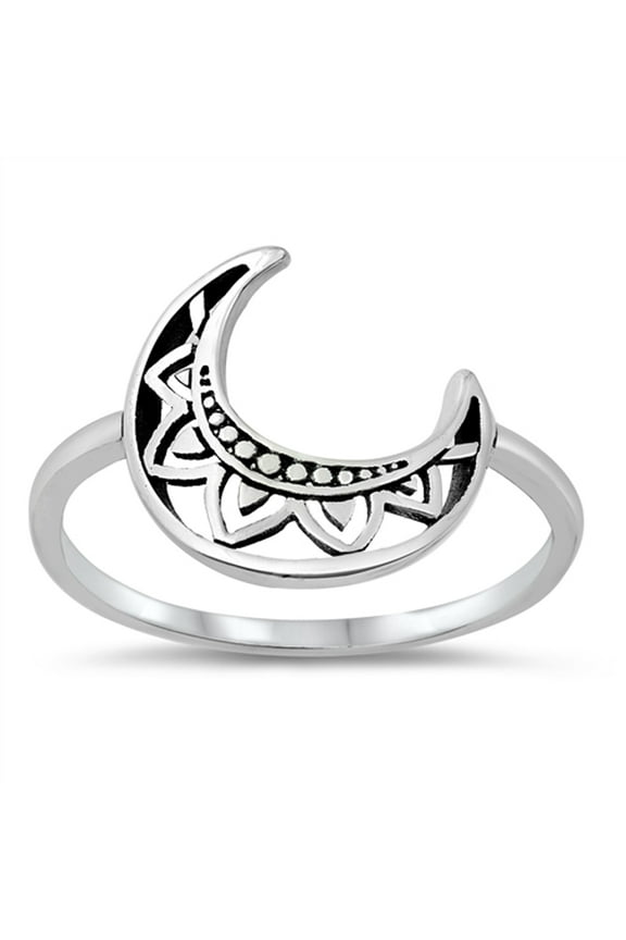 Gypsy Goddess Moon Ring .925 Solid Sterling Silver Band Jewelry Female Male Unisex Size 7