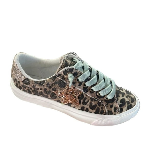 Gypsy Jazz Womens Cosmic 2 Glitter Star Fashion Sneaker (Tan Leopard, 10)