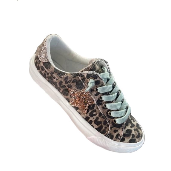 Gypsy Jazz Womens Cosmic Glitter Star Fashion Sneaker (Leopard, 10)