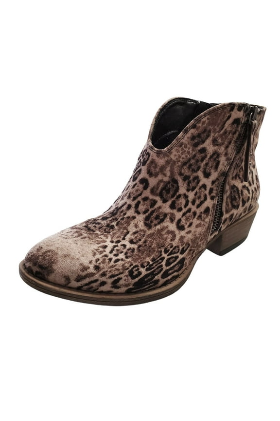 Womens Divine Animal Print Ankle Booties (Light Taupe, 6)