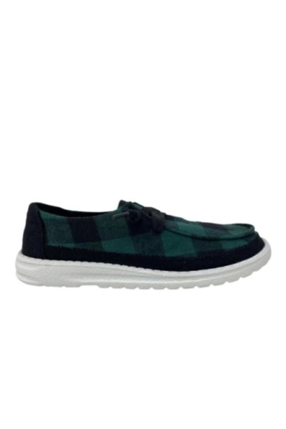 Womens Prima Buffalo Plaid Slip On Fashion Sneaker (Green, 6.5)