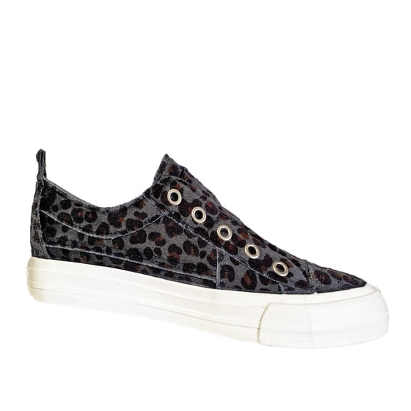 Gypsy Jazz Womens Val Leopard Print No Lace Fashion Sneaker (Charcoal, 7.5)